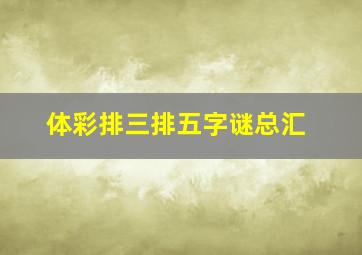 体彩排三排五字谜总汇