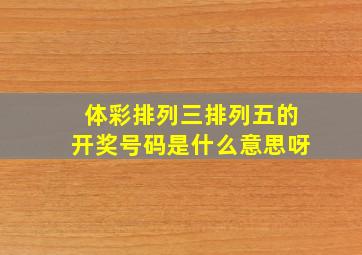 体彩排列三排列五的开奖号码是什么意思呀