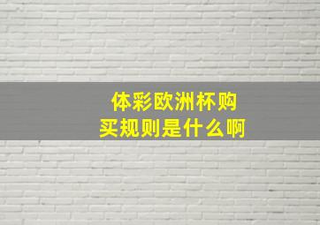 体彩欧洲杯购买规则是什么啊