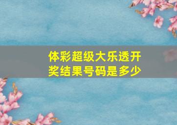 体彩超级大乐透开奖结果号码是多少