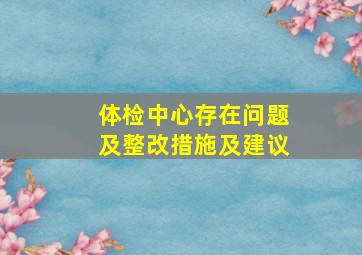 体检中心存在问题及整改措施及建议