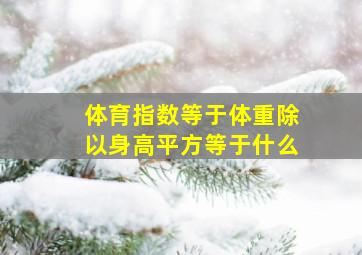 体育指数等于体重除以身高平方等于什么