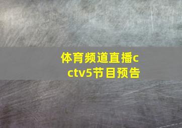 体育频道直播cctv5节目预告