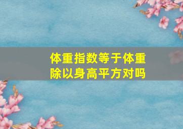 体重指数等于体重除以身高平方对吗