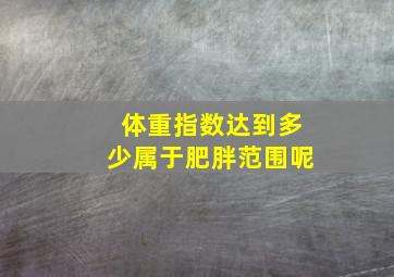 体重指数达到多少属于肥胖范围呢