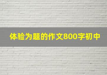 体验为题的作文800字初中