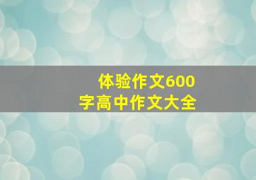 体验作文600字高中作文大全