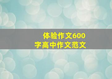 体验作文600字高中作文范文