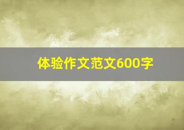 体验作文范文600字