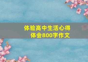 体验高中生活心得体会800字作文