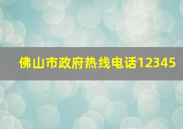 佛山市政府热线电话12345