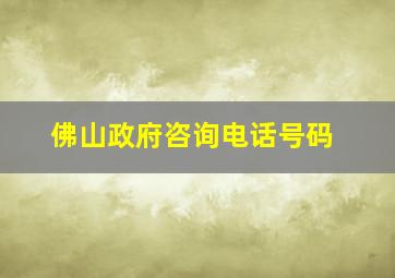 佛山政府咨询电话号码