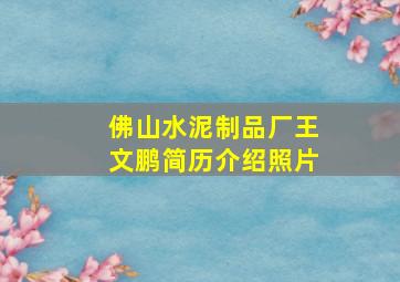 佛山水泥制品厂王文鹏简历介绍照片