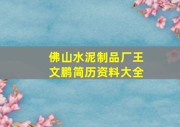 佛山水泥制品厂王文鹏简历资料大全