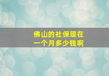 佛山的社保现在一个月多少钱啊