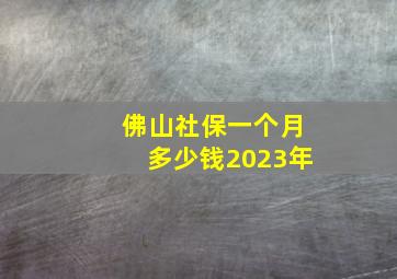 佛山社保一个月多少钱2023年