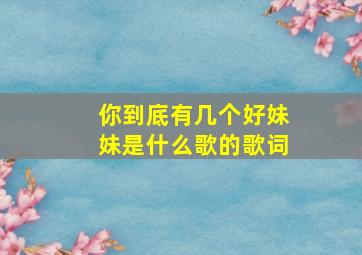 你到底有几个好妹妹是什么歌的歌词