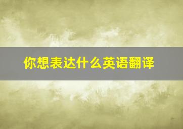 你想表达什么英语翻译