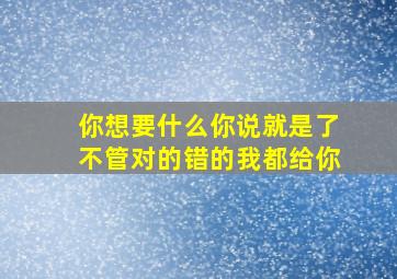 你想要什么你说就是了不管对的错的我都给你