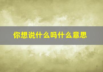 你想说什么吗什么意思