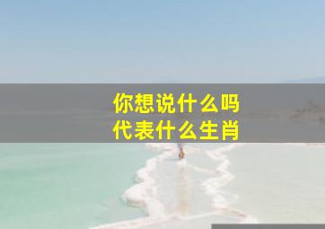 你想说什么吗代表什么生肖