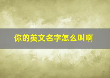 你的英文名字怎么叫啊