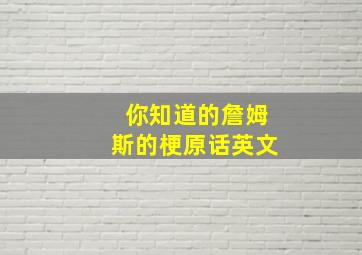 你知道的詹姆斯的梗原话英文