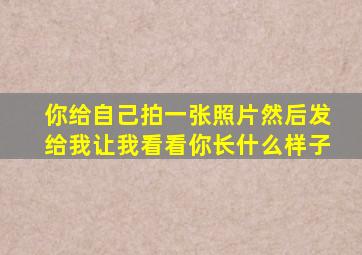 你给自己拍一张照片然后发给我让我看看你长什么样子