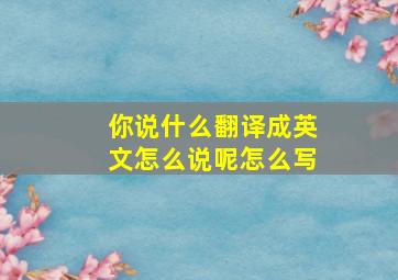 你说什么翻译成英文怎么说呢怎么写