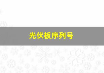 光伏板序列号