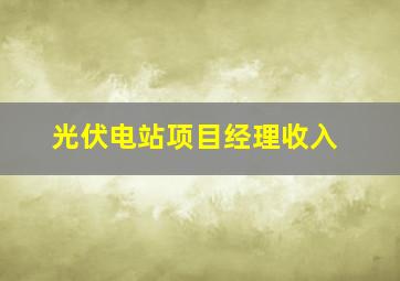 光伏电站项目经理收入