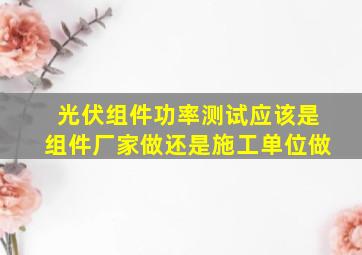 光伏组件功率测试应该是组件厂家做还是施工单位做