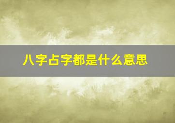 八字占字都是什么意思