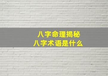 八字命理揭秘八字术语是什么