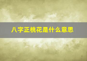 八字正桃花是什么意思