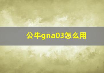 公牛gna03怎么用