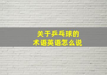 关于乒乓球的术语英语怎么说