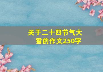 关于二十四节气大雪的作文250字