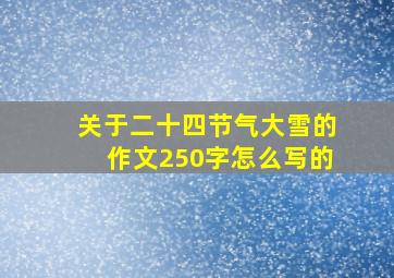 关于二十四节气大雪的作文250字怎么写的