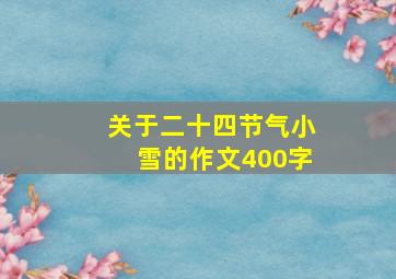 关于二十四节气小雪的作文400字