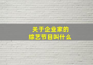 关于企业家的综艺节目叫什么