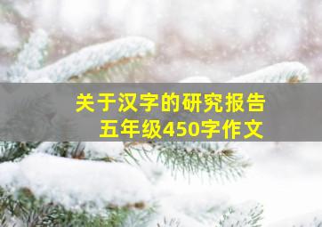 关于汉字的研究报告五年级450字作文