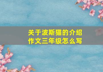 关于波斯猫的介绍作文三年级怎么写