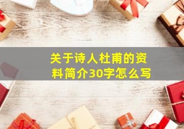 关于诗人杜甫的资料简介30字怎么写