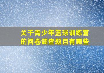 关于青少年篮球训练营的问卷调查题目有哪些