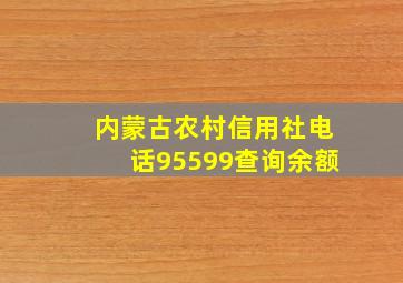 内蒙古农村信用社电话95599查询余额