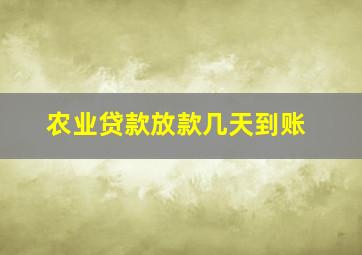 农业贷款放款几天到账