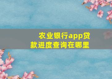 农业银行app贷款进度查询在哪里