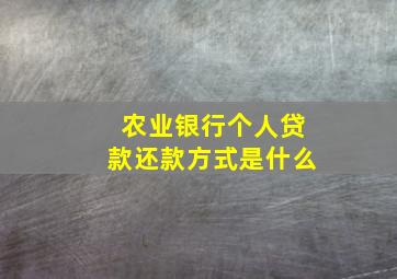 农业银行个人贷款还款方式是什么