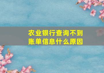 农业银行查询不到账单信息什么原因